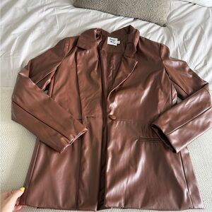 Princess Polly Faux Leather Jacket - Brown